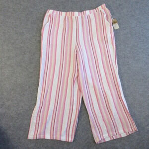 Habitat Womens Pants XL Pink  Cotton Gauze Pull On Casual Stripe Wide Leg 238